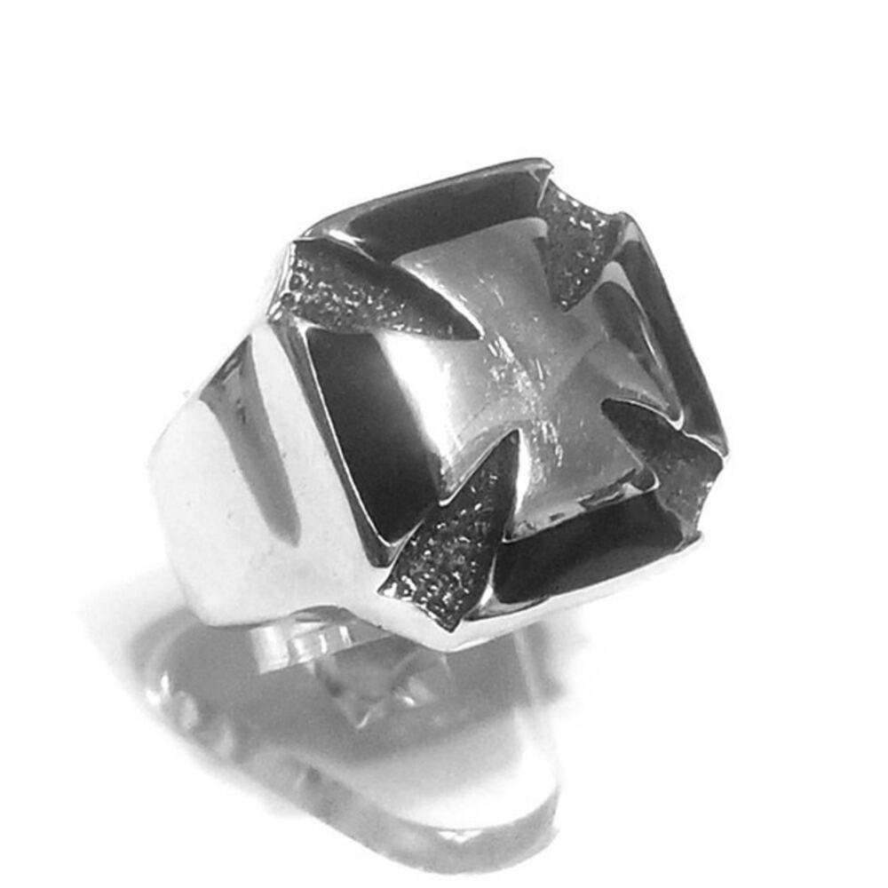 316L stainless steel biker cross hypoallergenic tarnish resistant ring size 9 - Picture 3 of 3